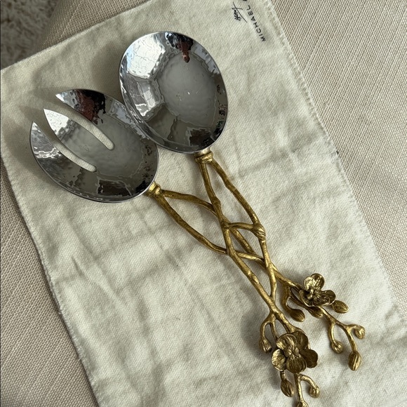 Michael Aram Other - Michael Aram Gold Hammered Silver Salad Servers